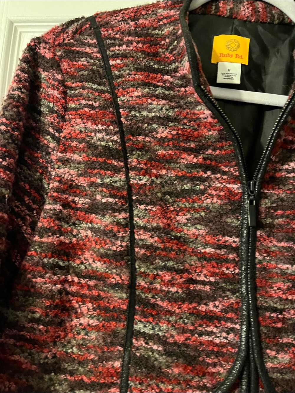 Ruby Rd. Pink Multi Tweed Zip-Front Blazer - Picture 3 of 7